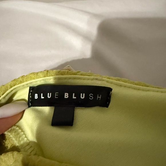 Blue Blush Lime Green Textured Two-Piece Skirt Halter-neck Set Size Small - Picture 3 of 9